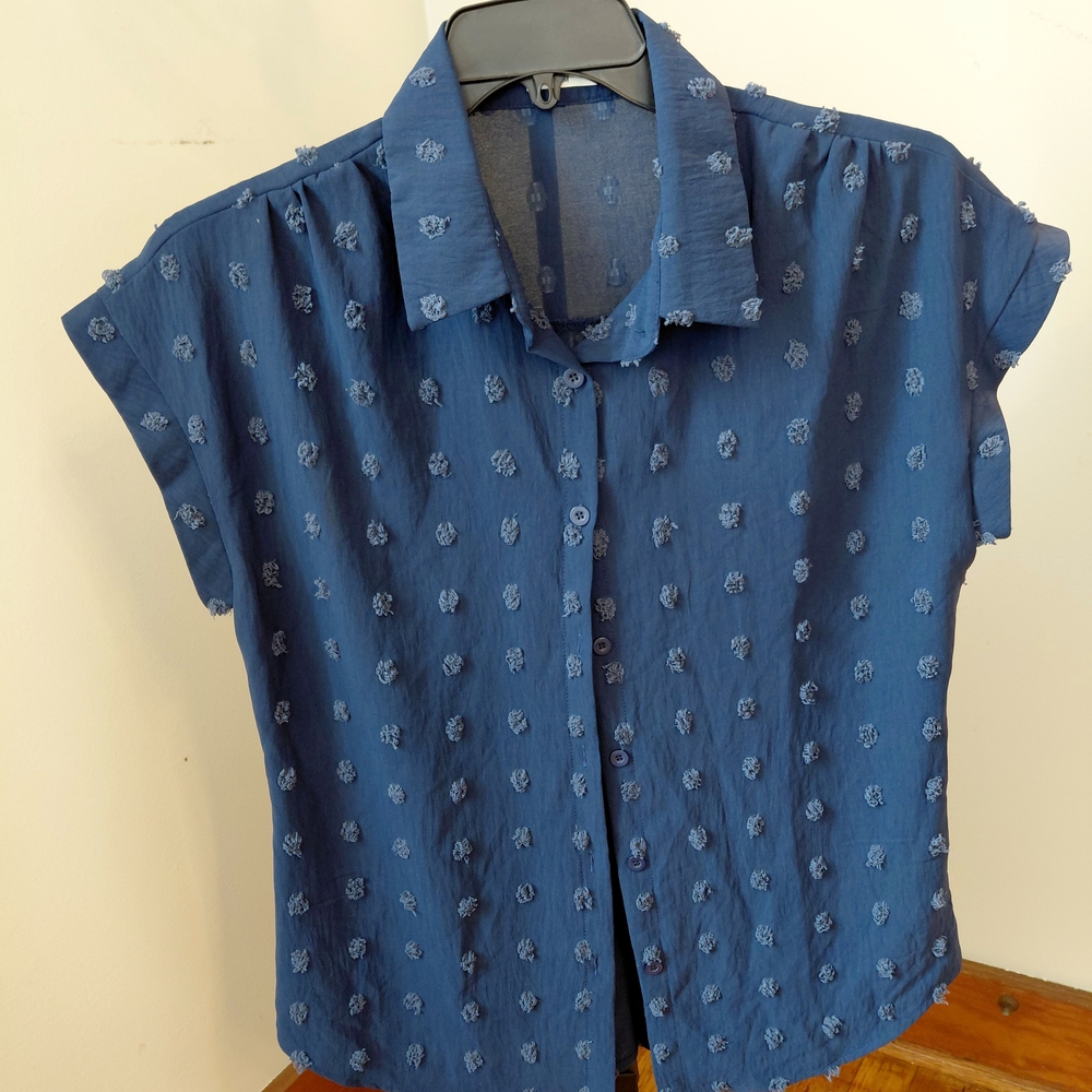 Elegant Navy Button-Down Shirt for Women